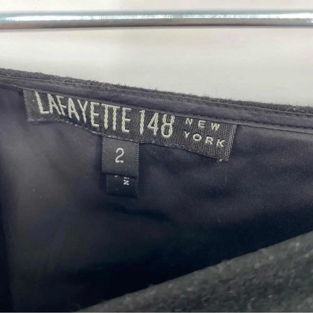 Lafayette 148 New York Pencil Skirt‎ Wool Blend  Sheer Edging Quiet Luxury 2